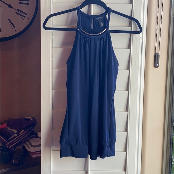 White House Black Market Tops - White House Black Market Navy Halter Blouse